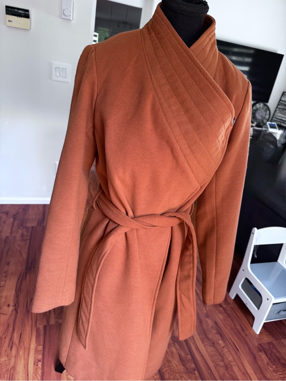 Suzy Shier Rust Orange Wrap Coat
